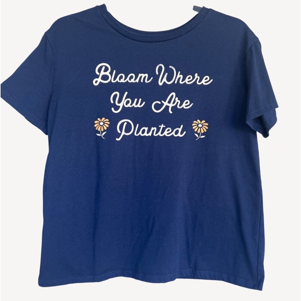Fifth Sun Womens Graphic Baby Tee Size Large Blue